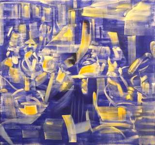 Shemlins outside for consuming, 2018, oil on canvas, 150 x 140 cm